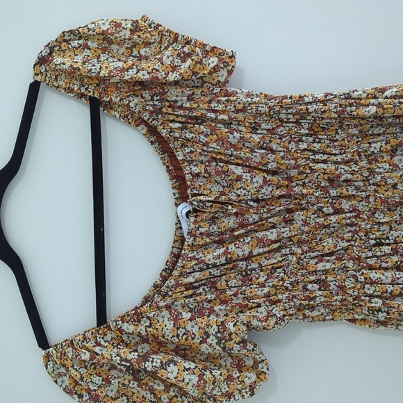 Faithfull the Brand Yellow Floral Mini Dress Women’s Medium Puff Sleeve - Picture 2 of 5